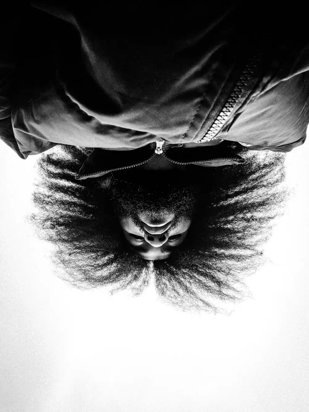 upside down image of a hairy guy