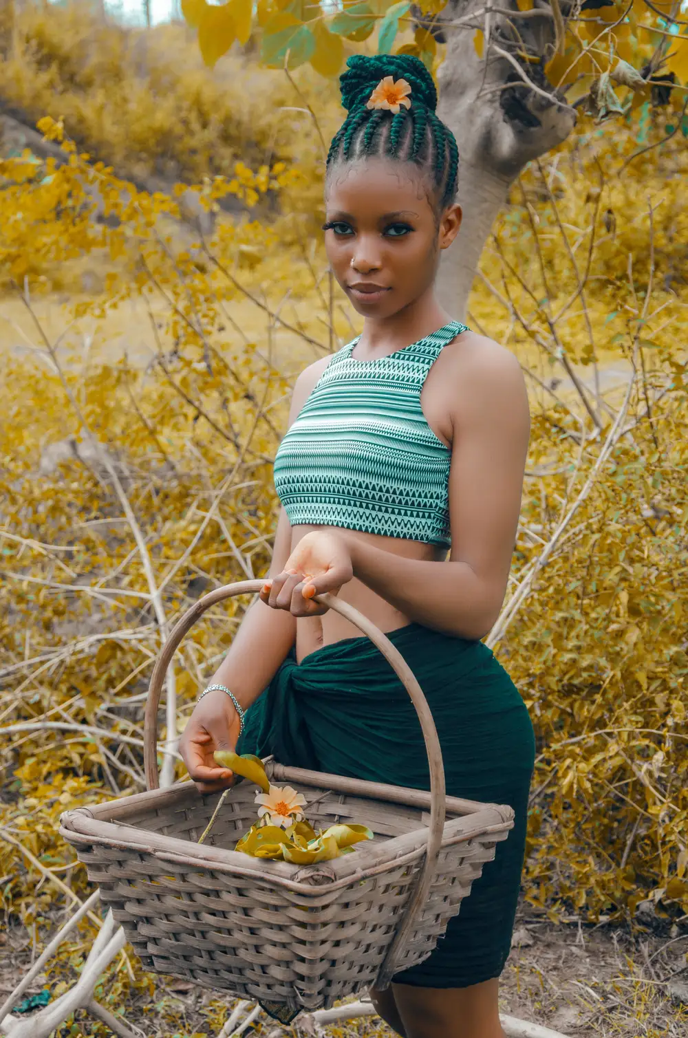 Sexy girl holding a basket