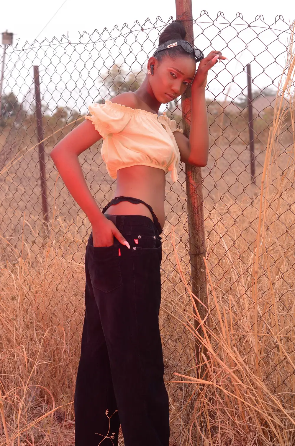 Sexy girl wearing black jeans