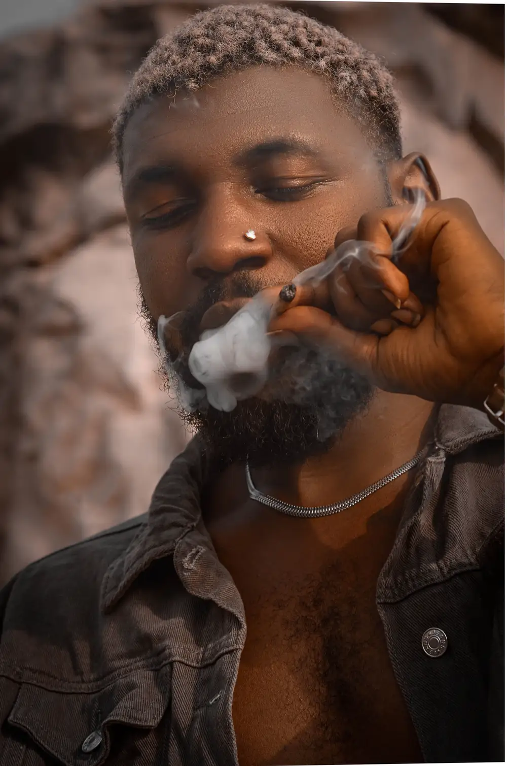 Guy with beards smoking