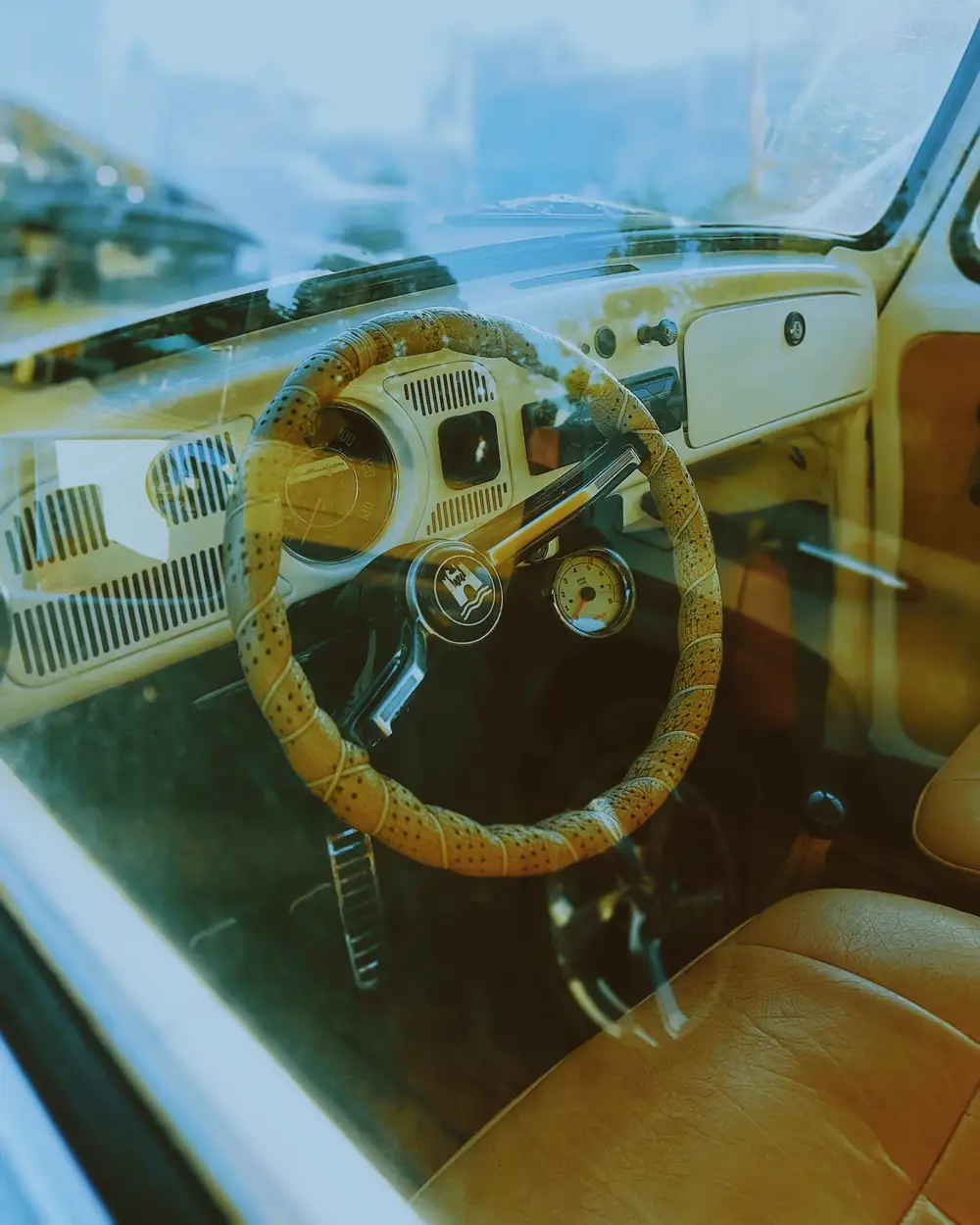 beautiful steering wheel of a vehicle