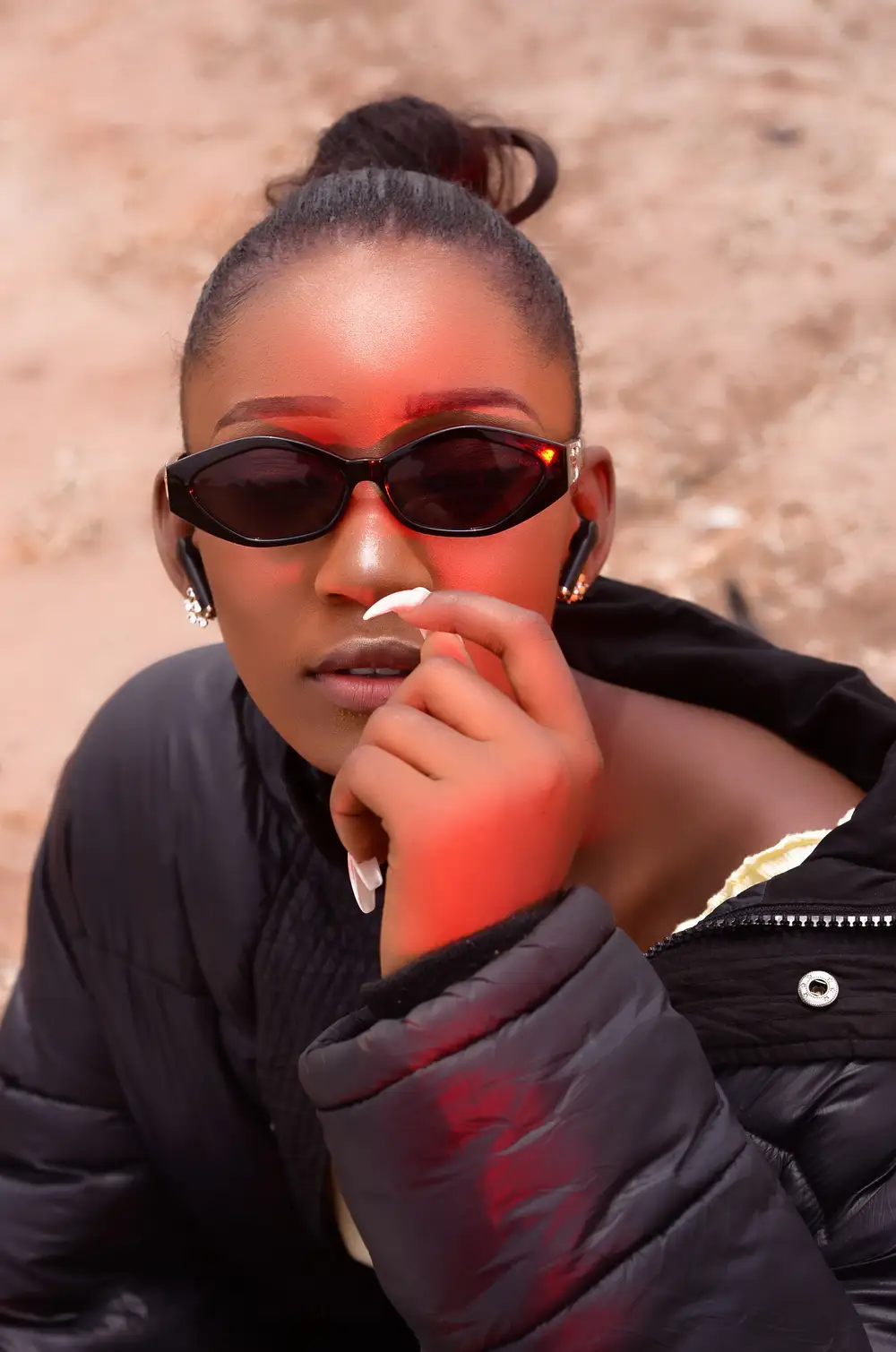 Girl with white nails