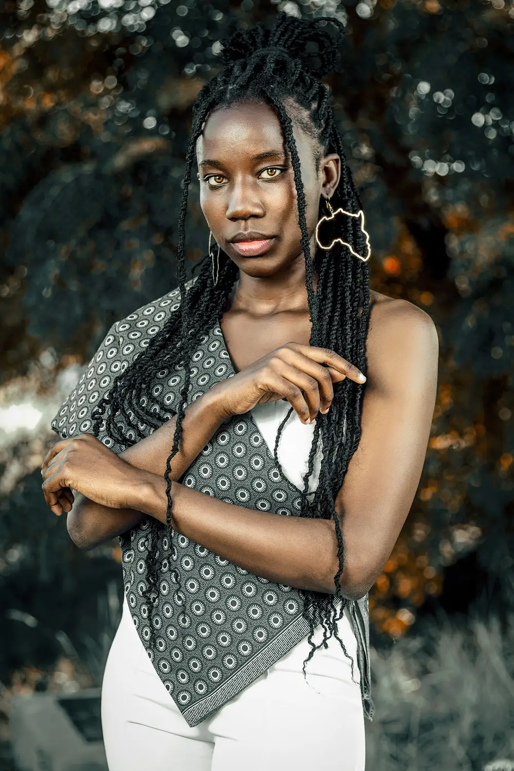 girl wearing africa map earring