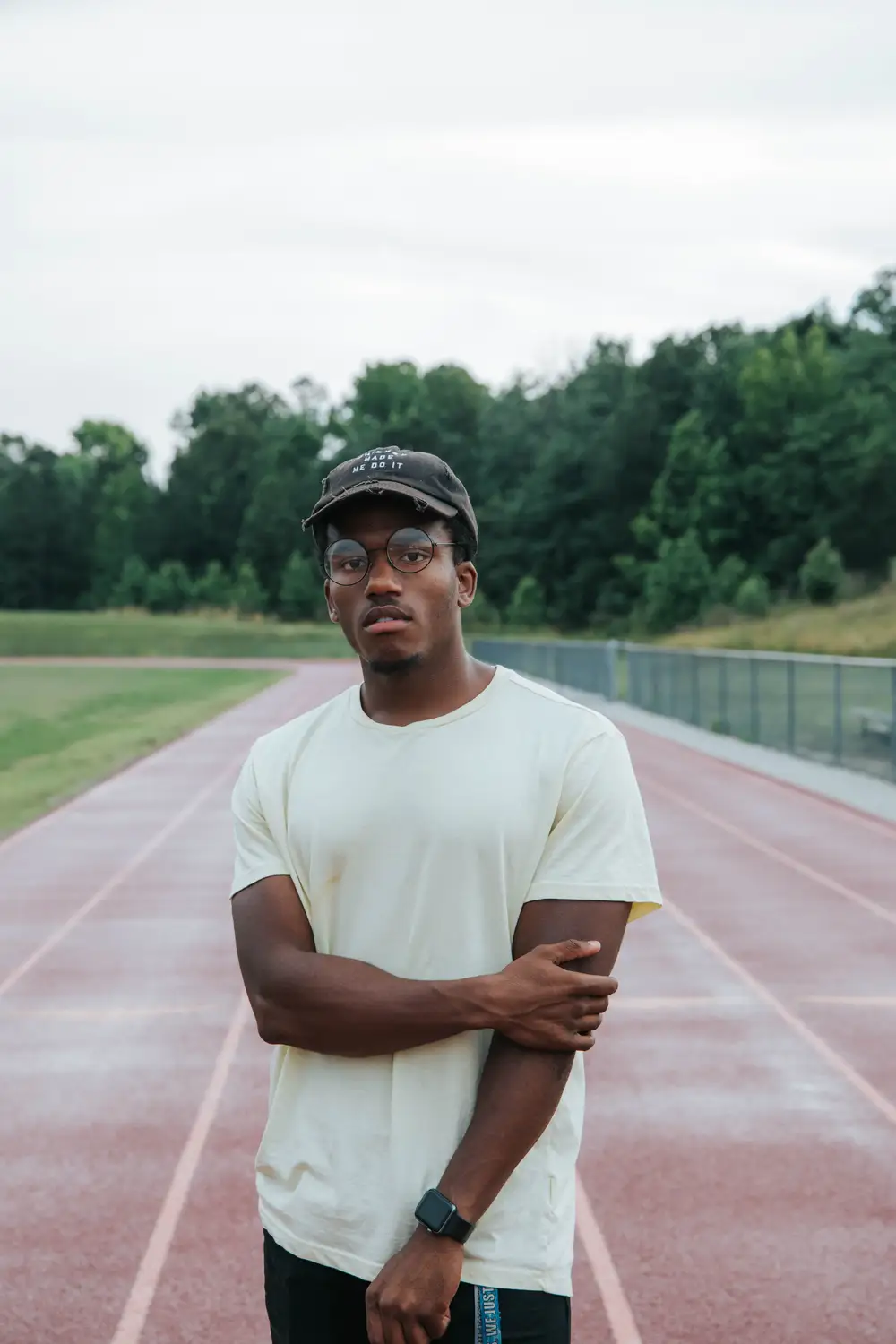 Young black man on a track