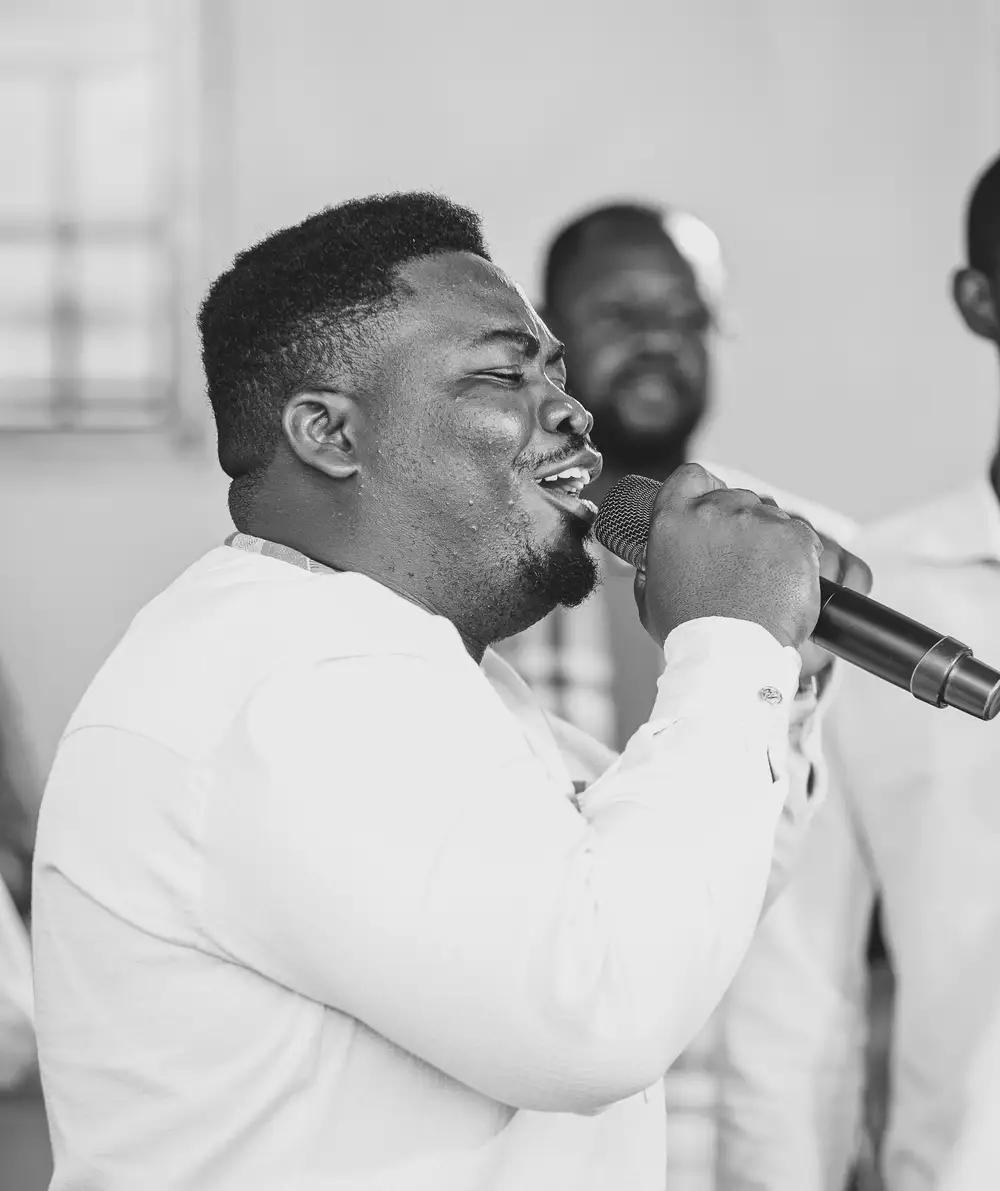 Man singing with a microphone