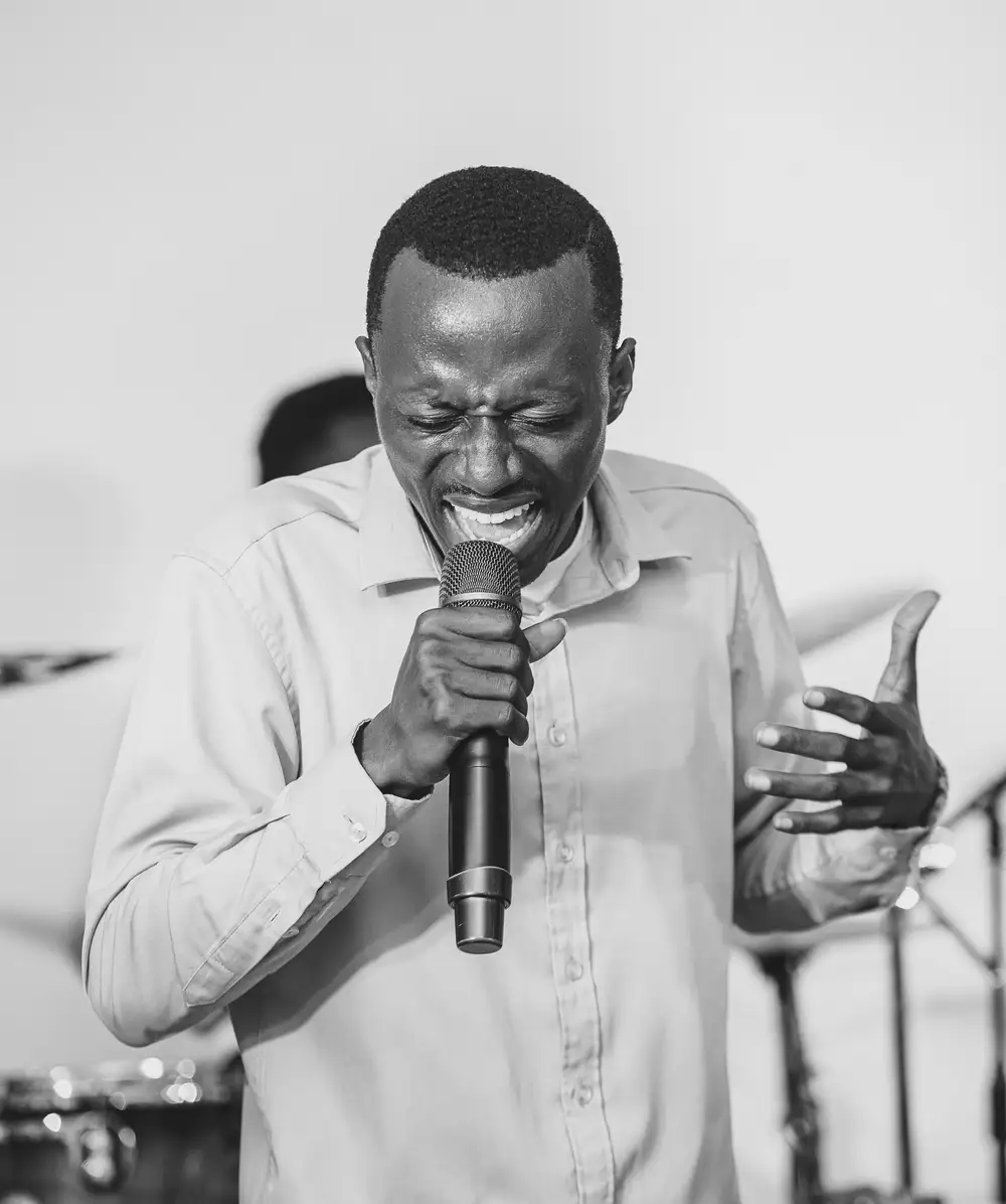 Man holding a microphone