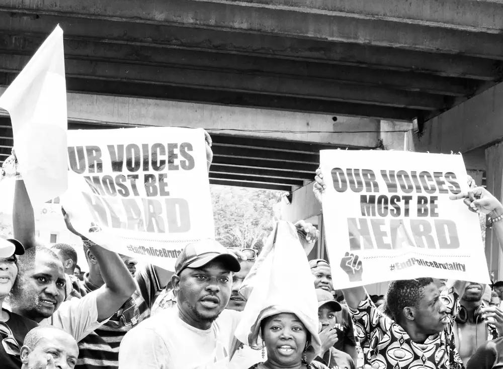 EndSARS protesters in black and white