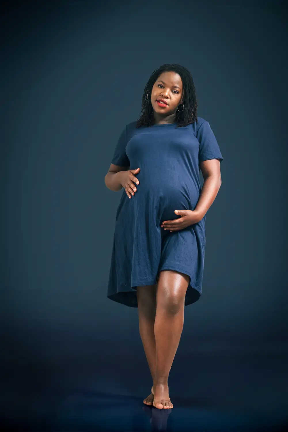 Pregnant lady in blue