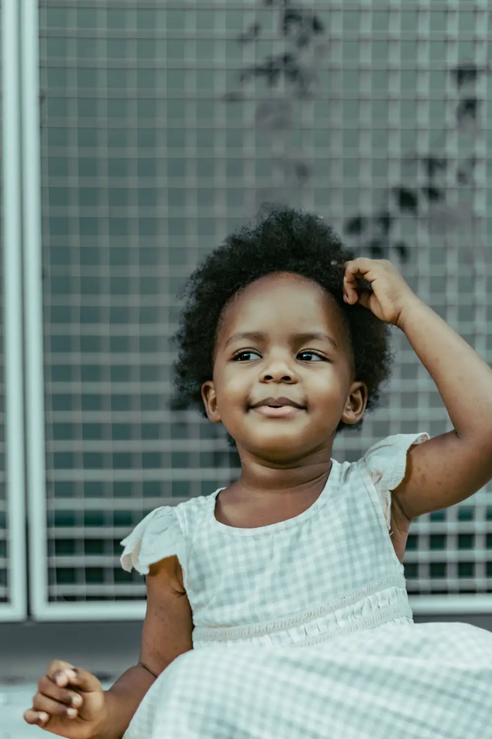 Beautiful girl holding her hair