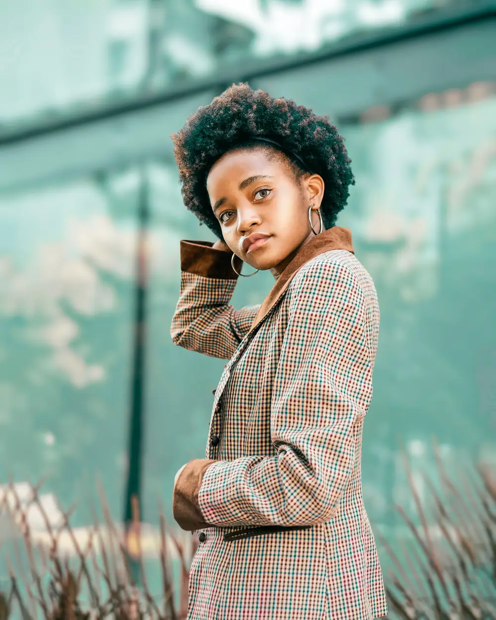 Pretty lady in brown coat