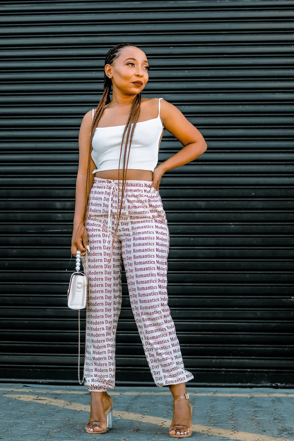 Girl holding a white bag