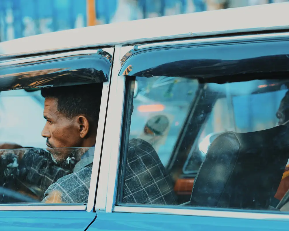 Man driving a car