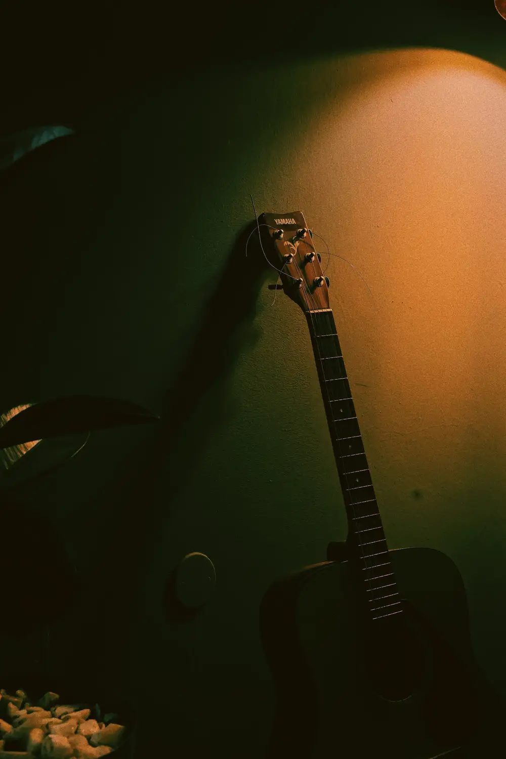 A Guitar placed against the wall