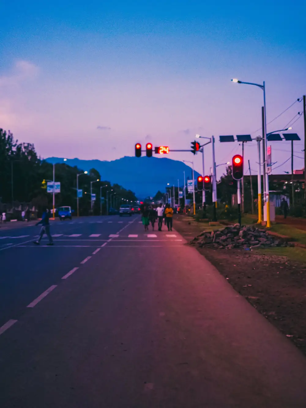 Street with multiple traffic lights