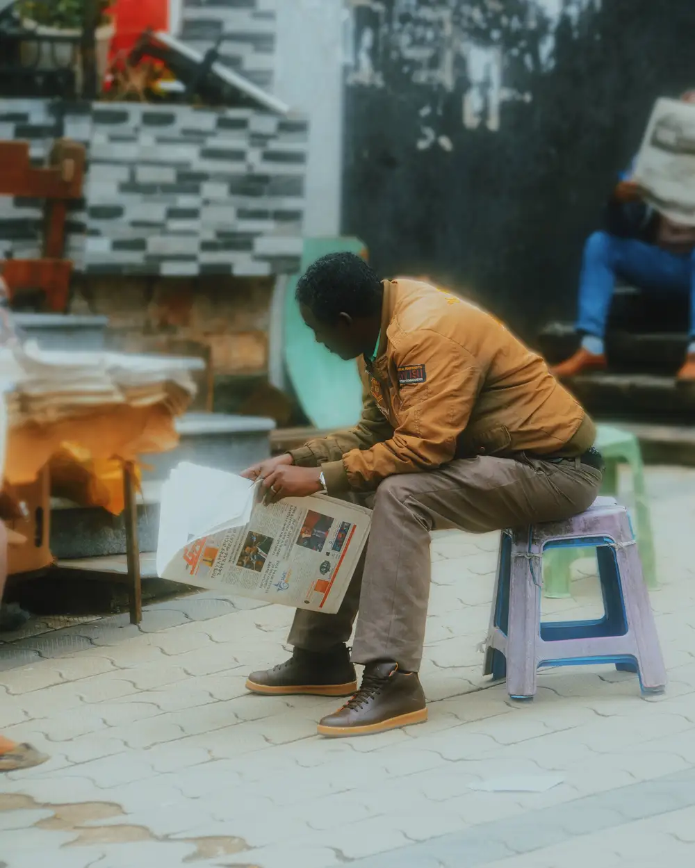 Man reading a newspaper