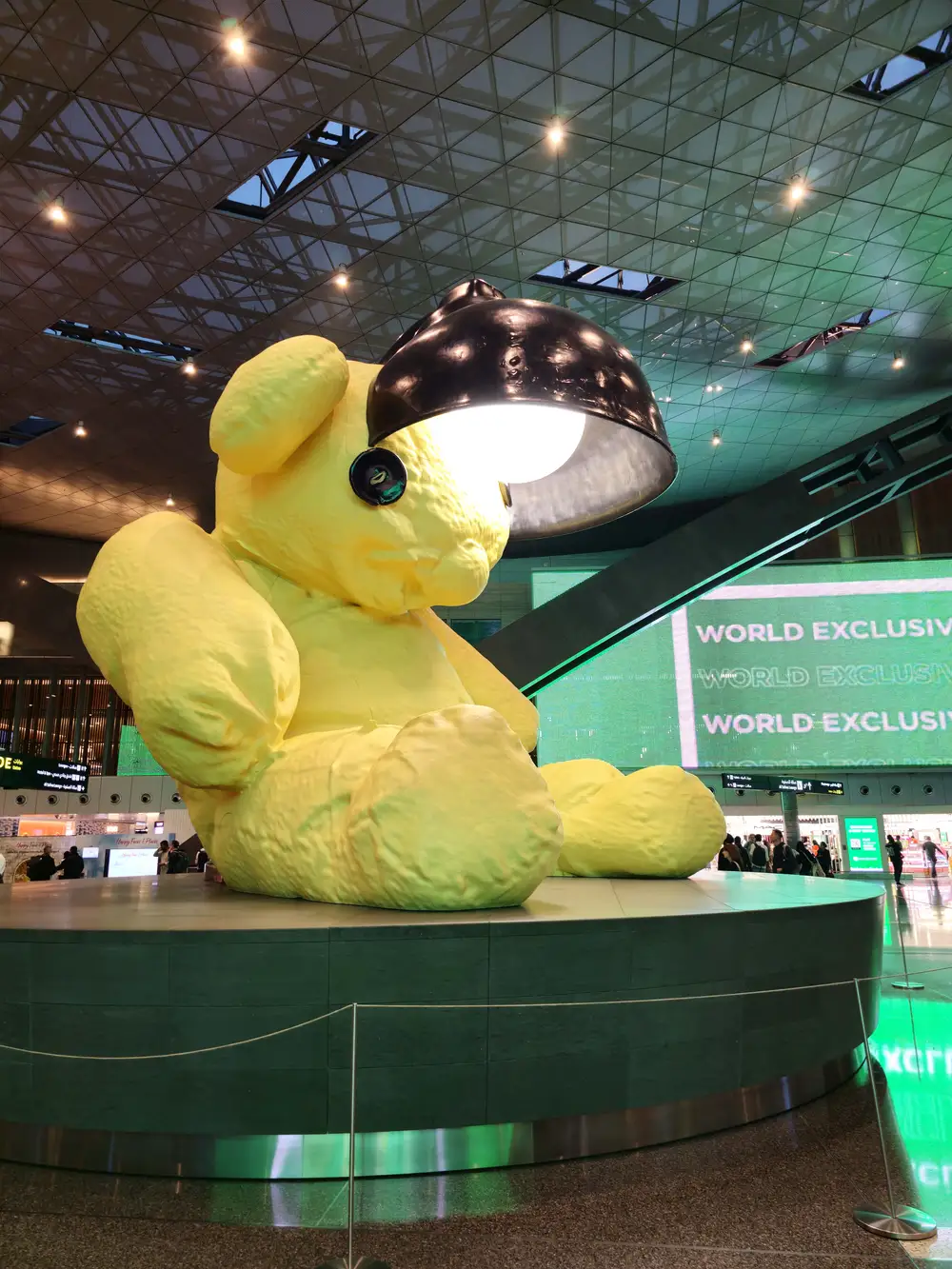 A giant yellow teddy bear