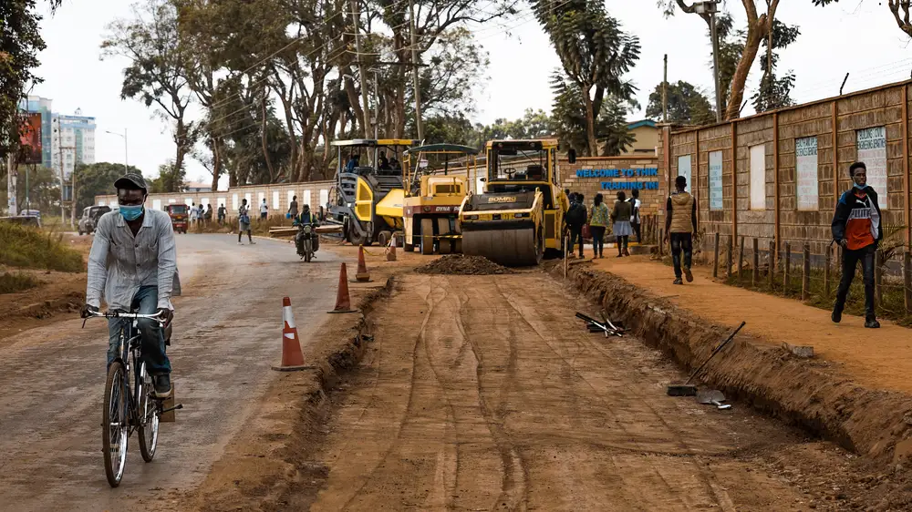 Road leveling for construction work