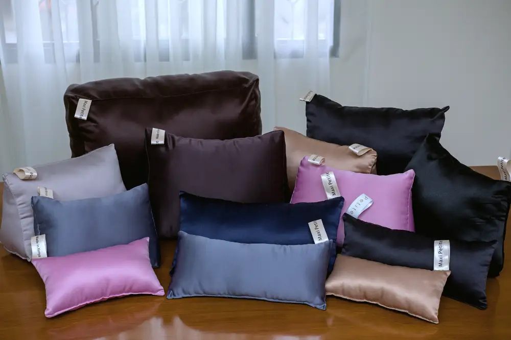 Pillows with silk pillow cases