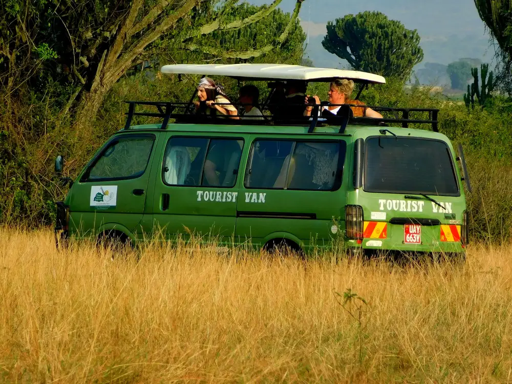 Tourists in a van