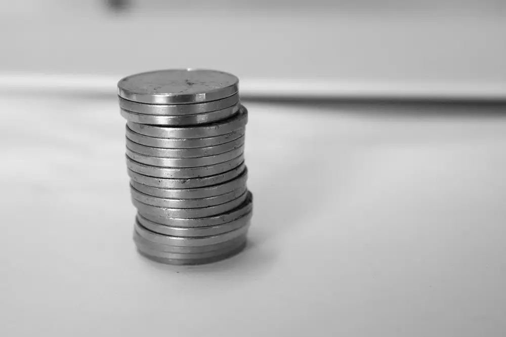 Stack of coins on a table