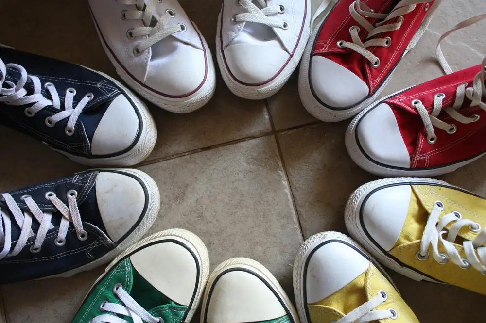 Sneakers arranged on the floor