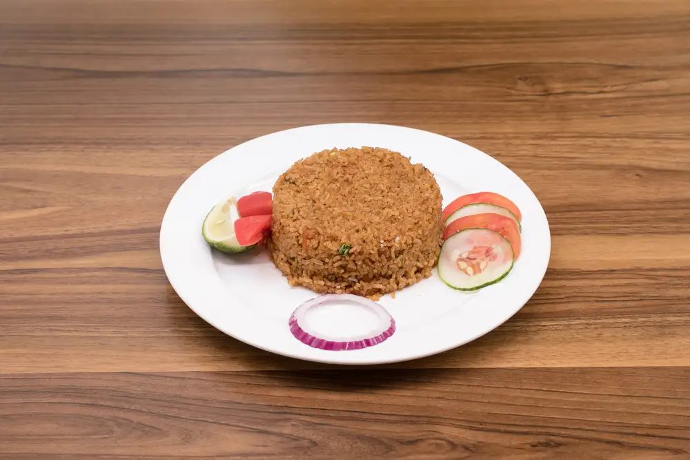 Round shaped Rice dish with vegetables