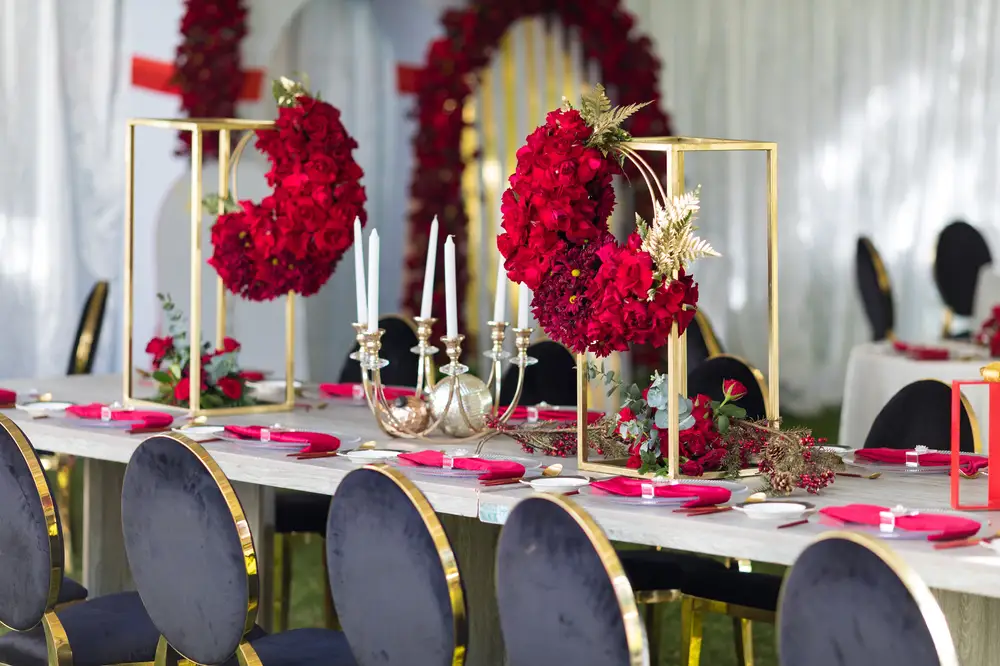Decorated dinner table at an occasion
