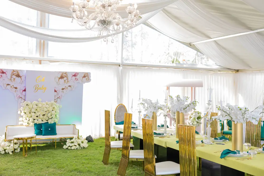 Baby shower at an Event Centre decorated with flowers