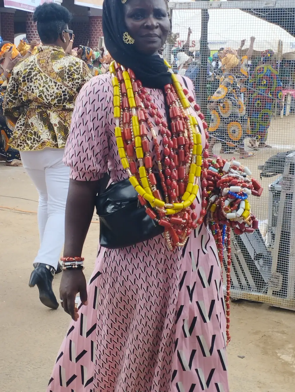 A Woman wearing Beads