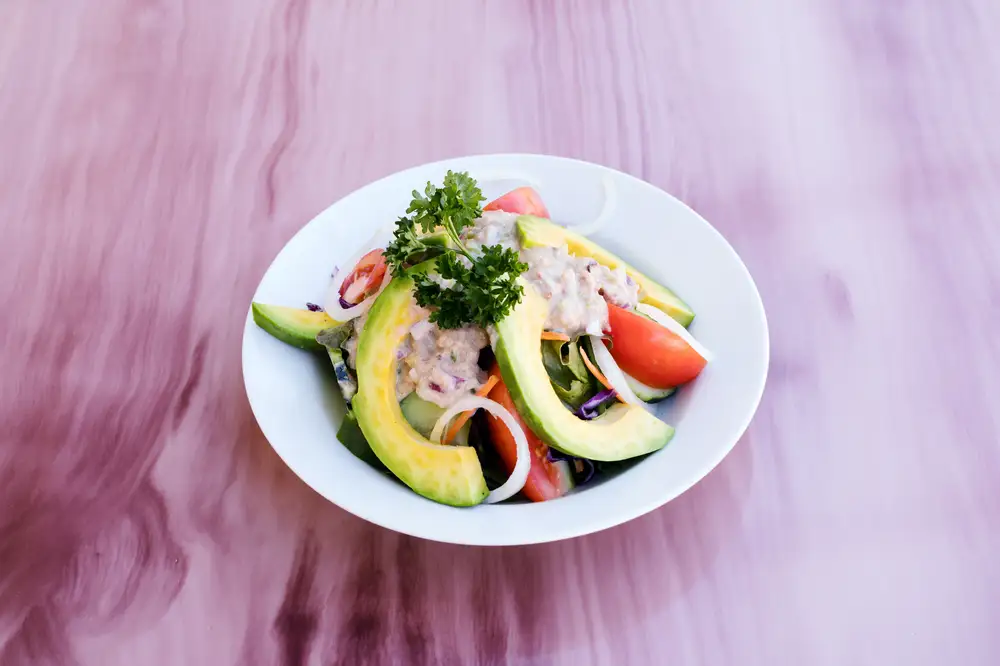 Plate of avocado salad