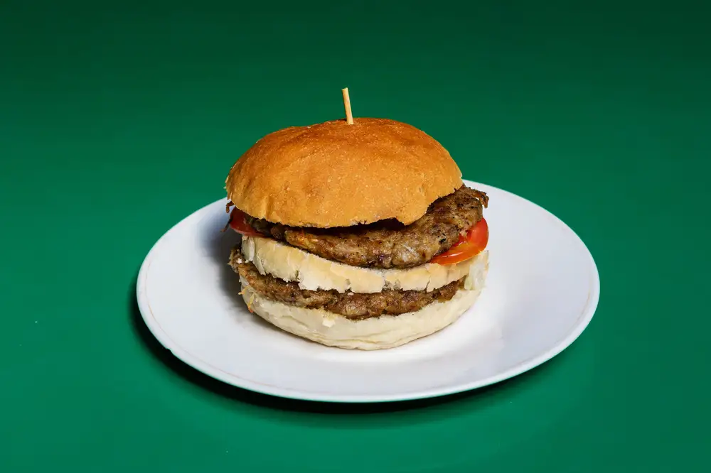 Double hamburger on a plate