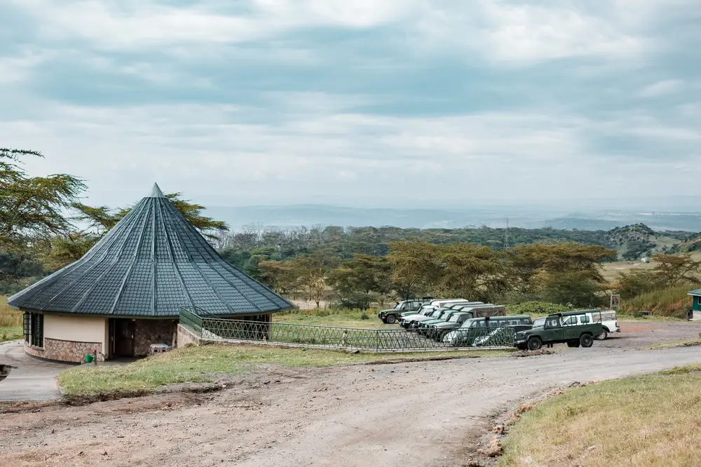 Cars parked at Nakuru national park