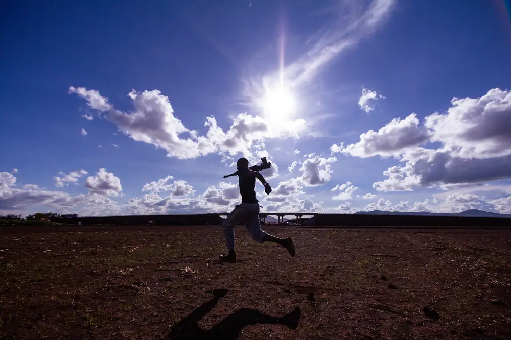 Man running on a desert