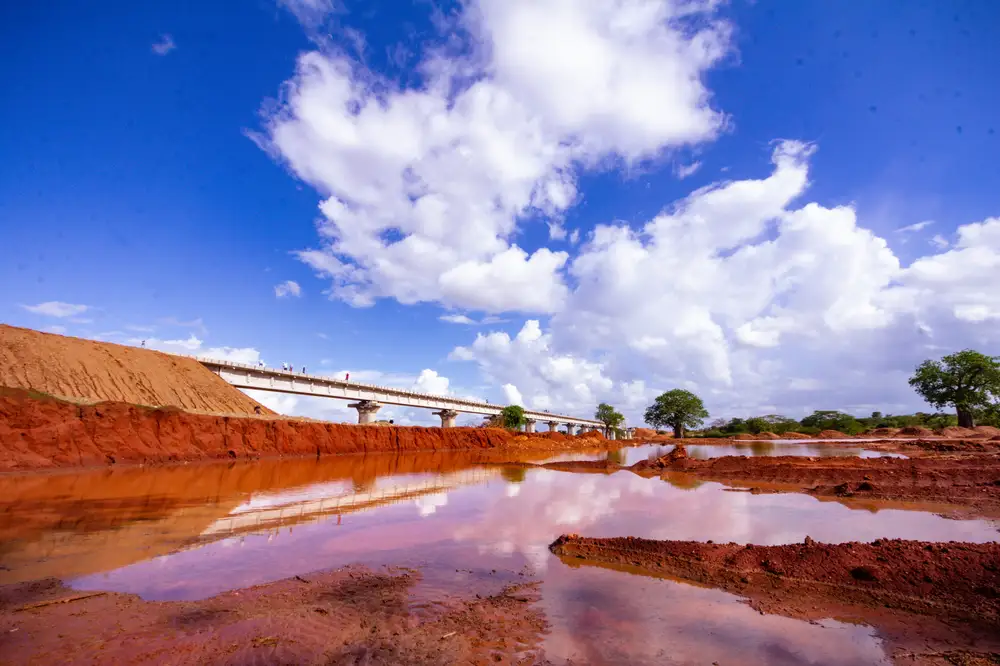 Red soil swamp construction site
