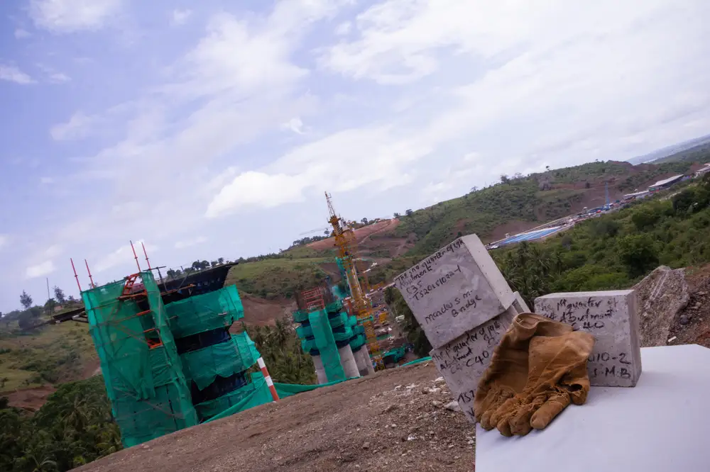 Construction site across hills