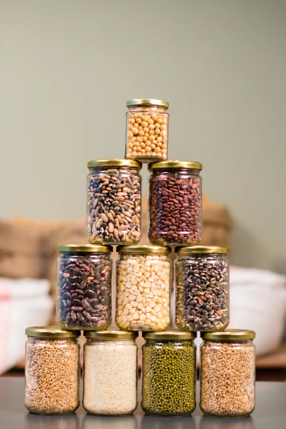 Airtight containers filled with different seeds