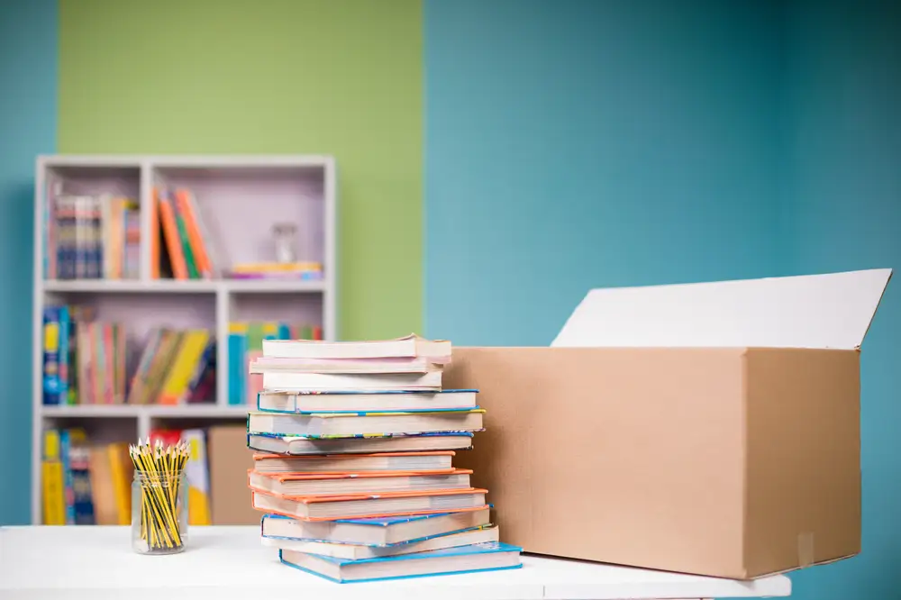 Books on a table