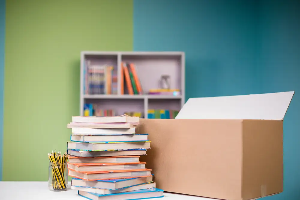 Nicely arranged books at a study