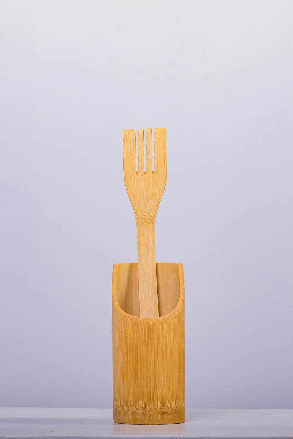 Wooden spatula placed in the container