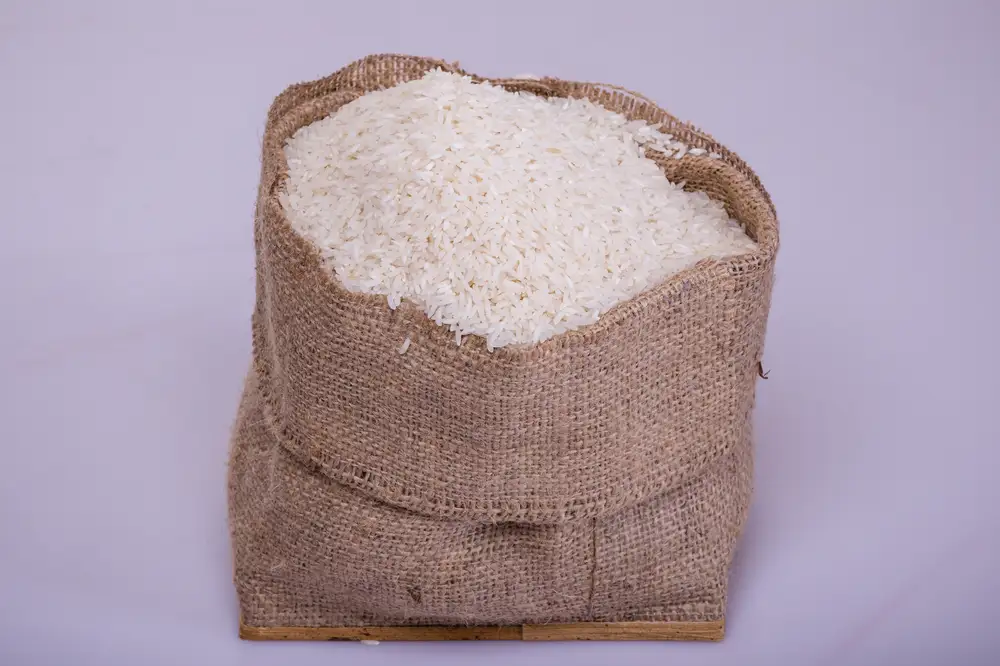 Rice packed in a brown sack bag