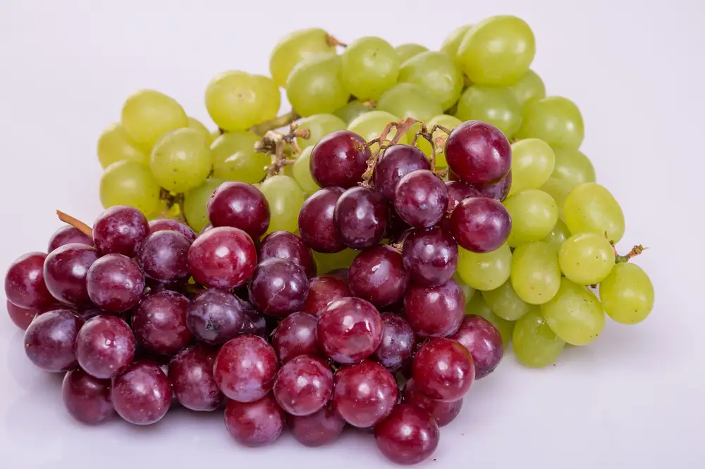 Red grapes and green grapes in a bunch