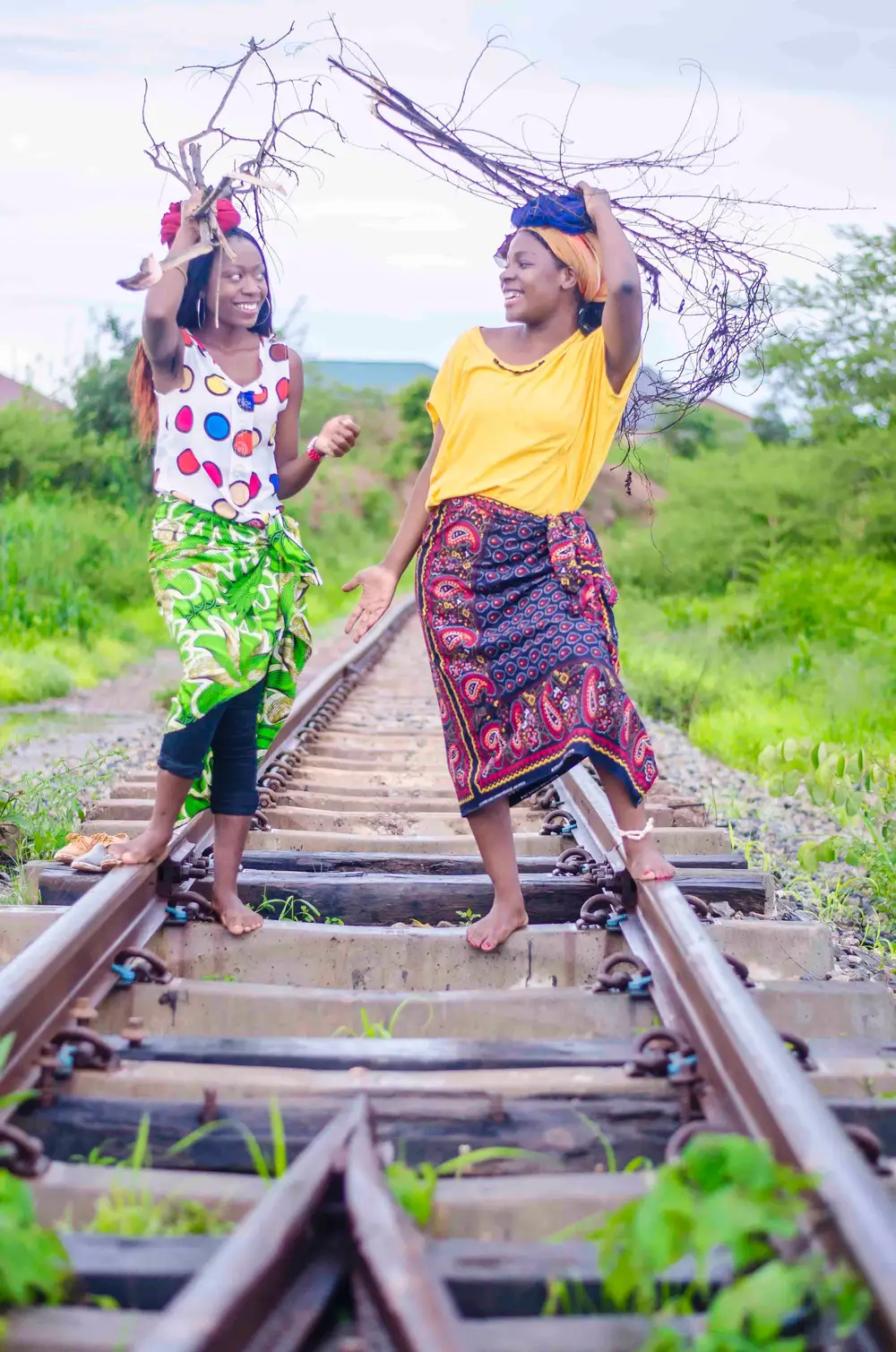 women at the railway track