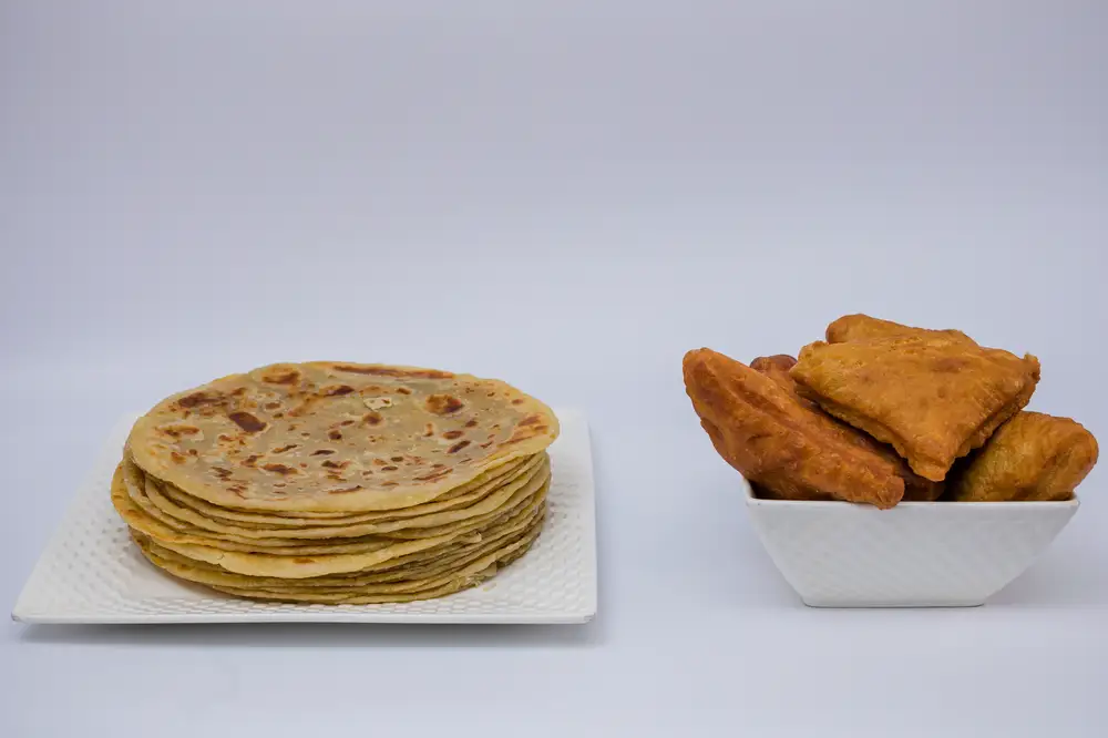 Pancakes and samosa