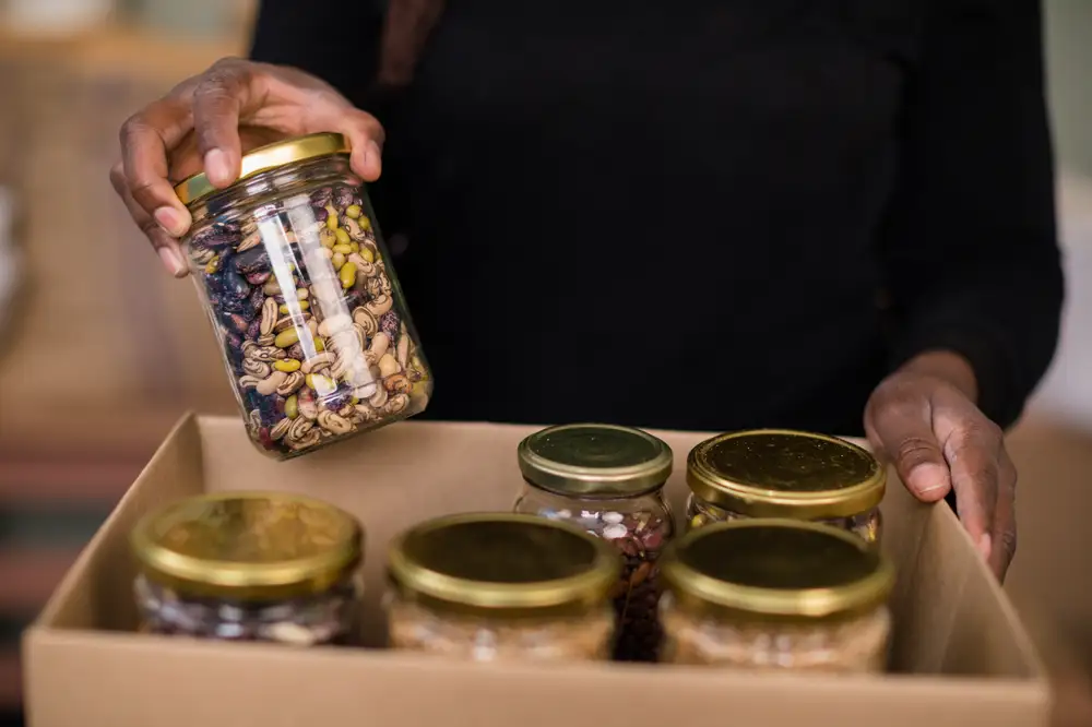 Packaged seeds in jars