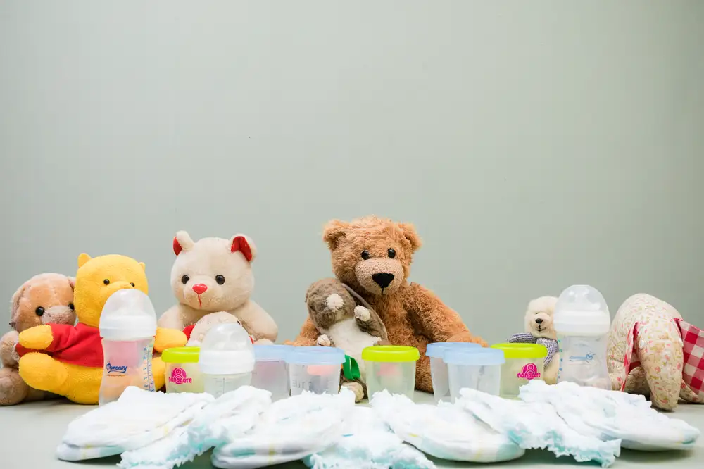 Teddy bears at baby training center