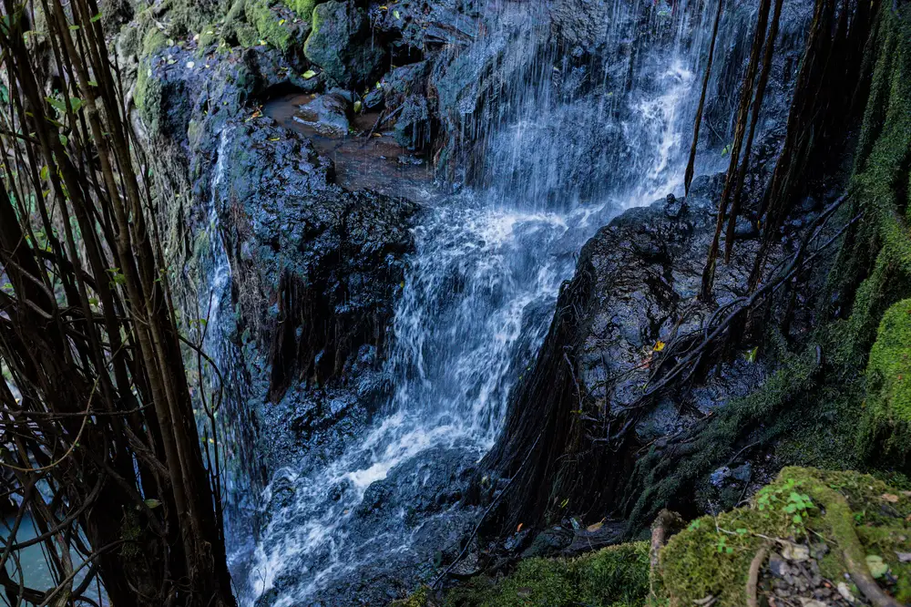 Black rock waterfall