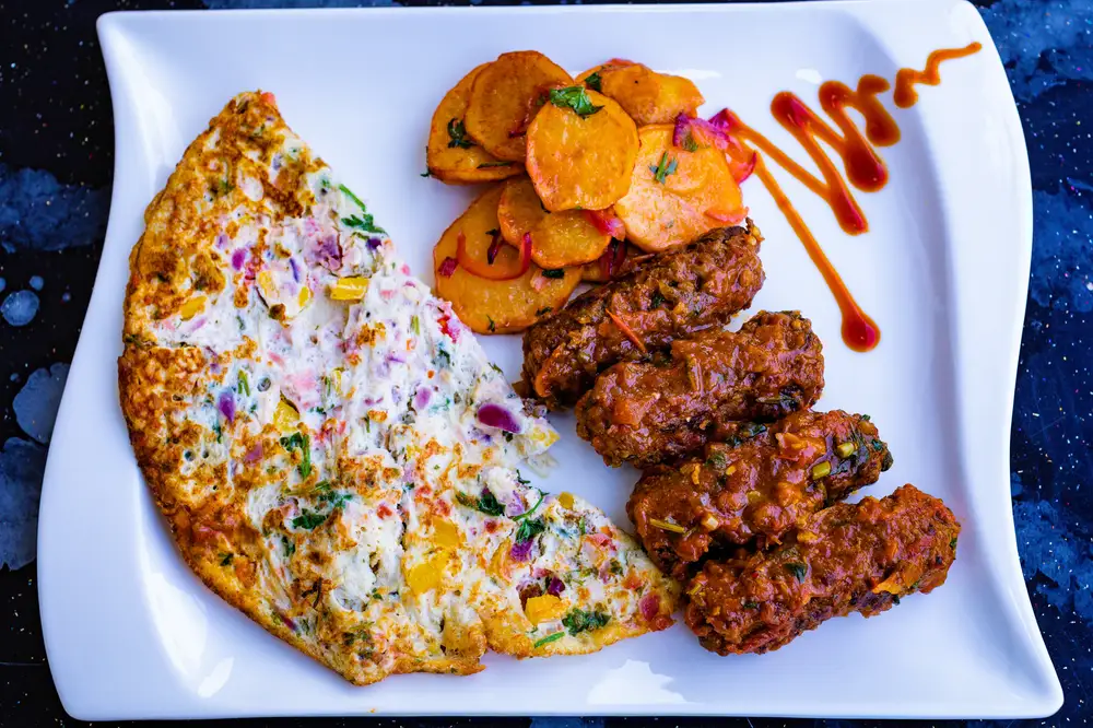 Omelette and meat