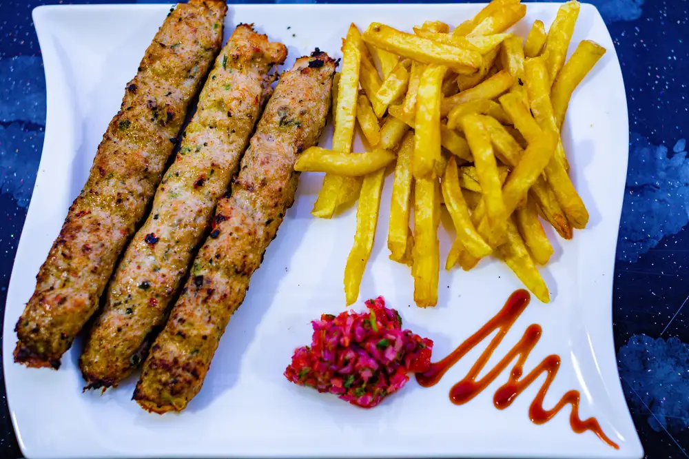 French fries and sausage