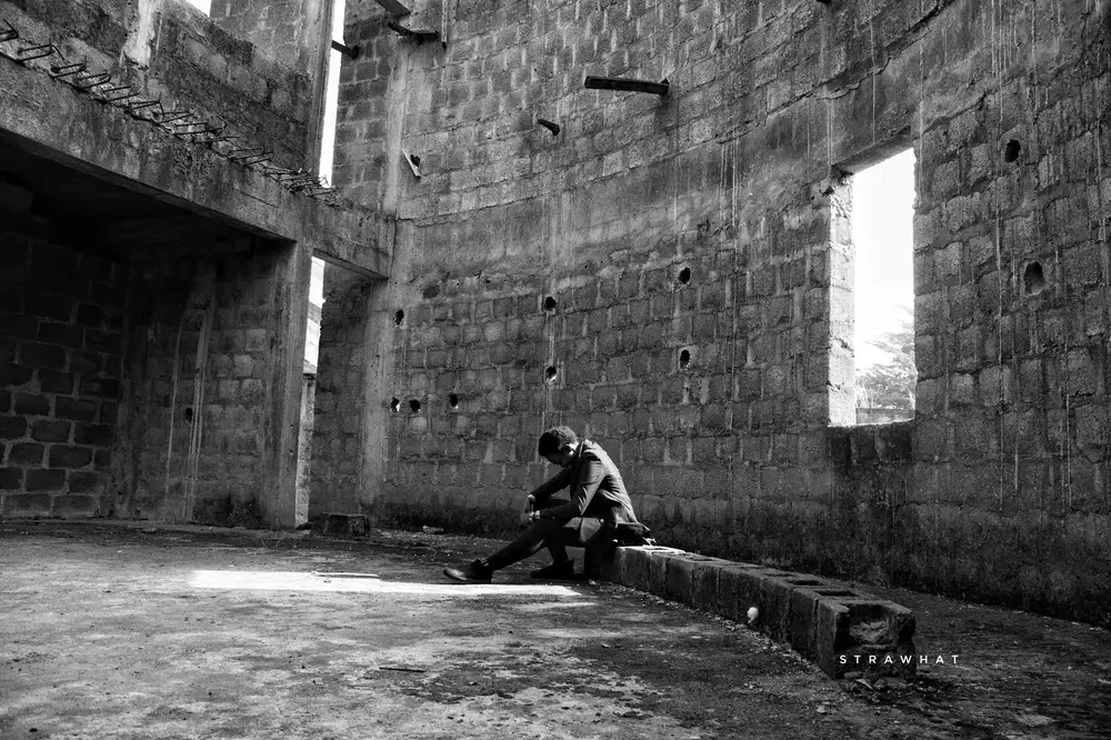 man in an uncompleted building
