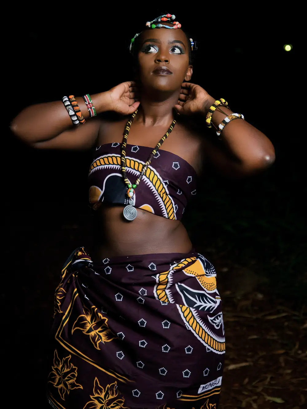 woman in an African print outfit